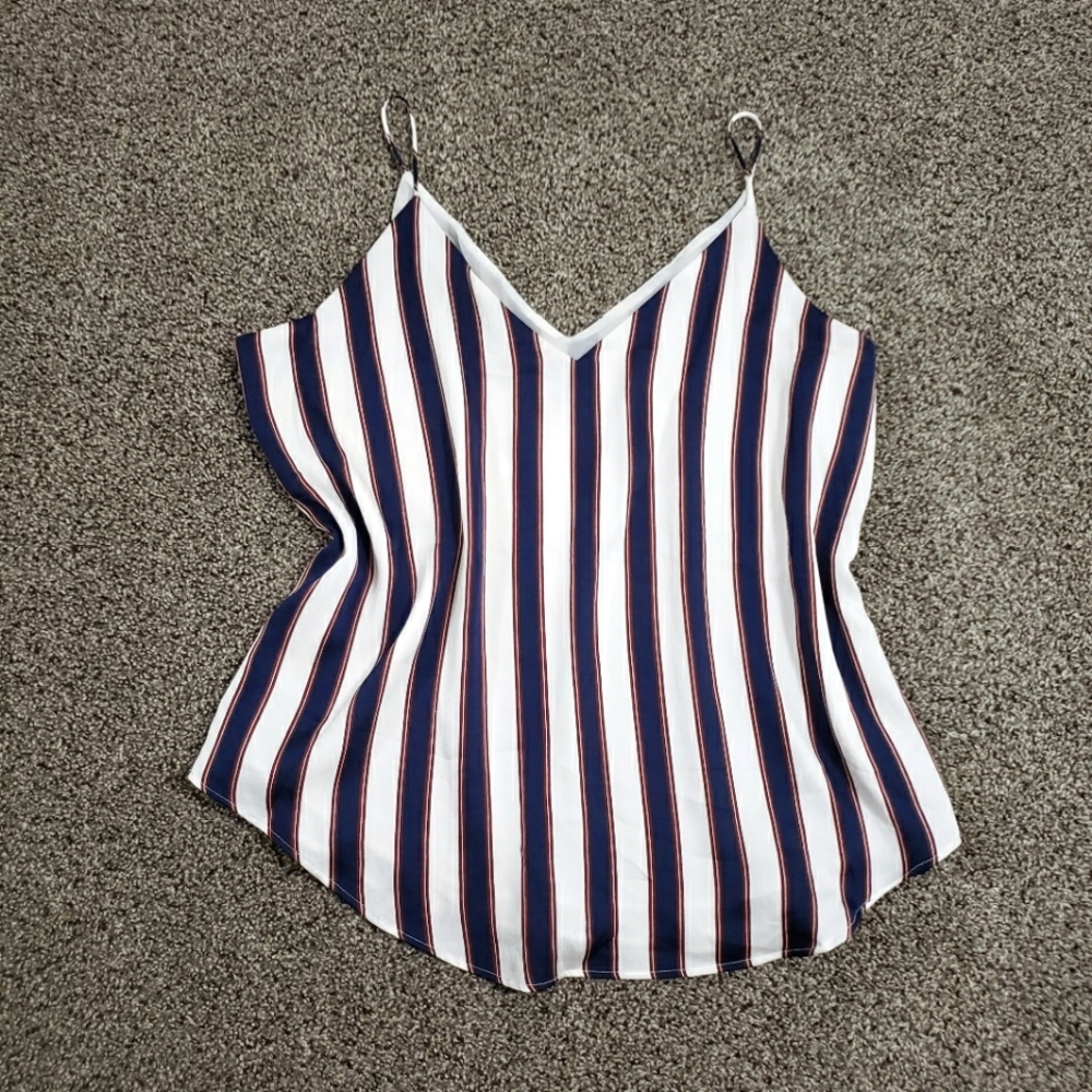 Express Loose White/navy/brown Tank Size Large